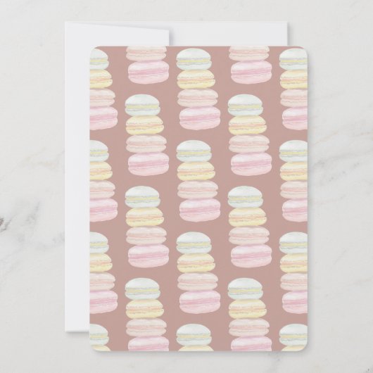 Französisch Macarons Wasserfarbe Handgemalt Einladung (Rückseite)
