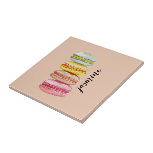 Französisch Macarons Wasserfarbe Handgemalt Fliese (Seite)