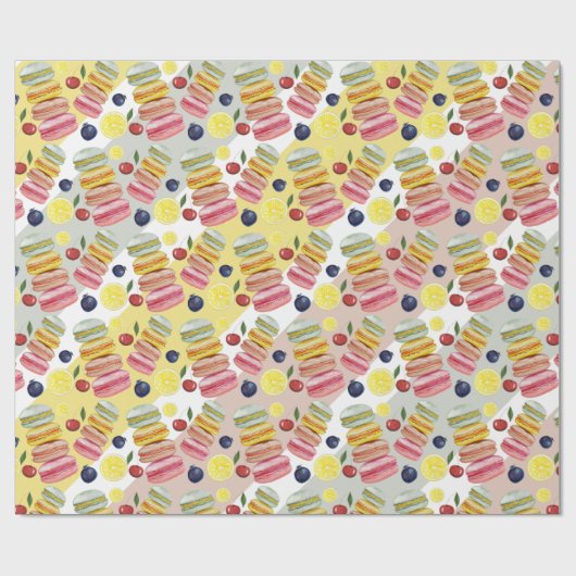 Französisch Macarons Wasserfarbe Handgemalt Geschenkpapier (Flach)