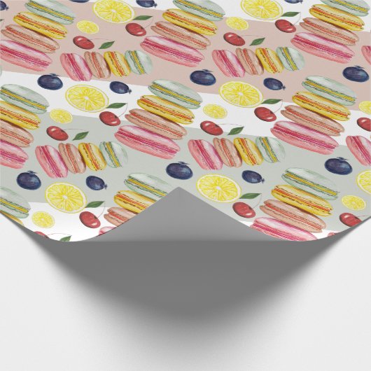Französisch Macarons Wasserfarbe Handgemalt Geschenkpapier (Ecke)