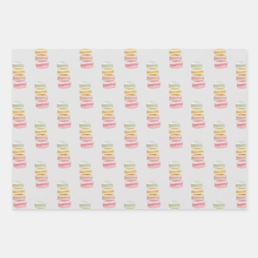 Französisch Macarons Wasserfarbe Handgemalt Geschenkpapier Set (Vorderseite 3)