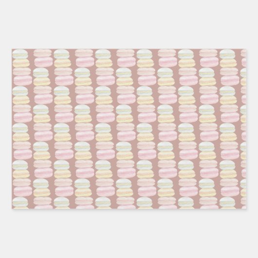 Französisch Macarons Wasserfarbe Handgemalt Geschenkpapier Set (Vorderseite 2)