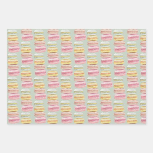 Französisch Macarons Wasserfarbe Handgemalt Geschenkpapier Set (Vorderseite 3)