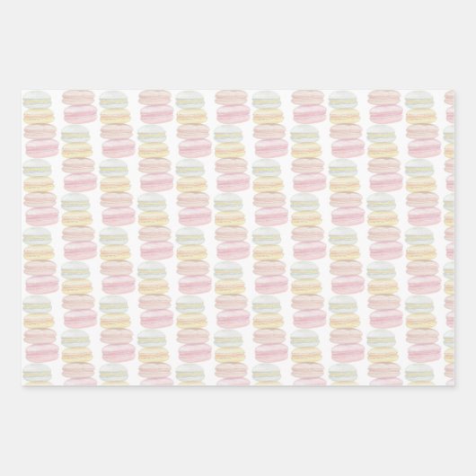 Französisch Macarons Wasserfarbe Handgemalt Geschenkpapier Set (Vorderseite 2)