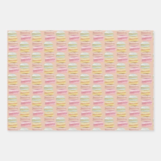 Französisch Macarons Wasserfarbe Handgemalt Geschenkpapier Set (Vorderseite)