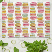 Französisch Macarons Wasserfarbe Handgemalt Geschirrtuch (Gefaltet)