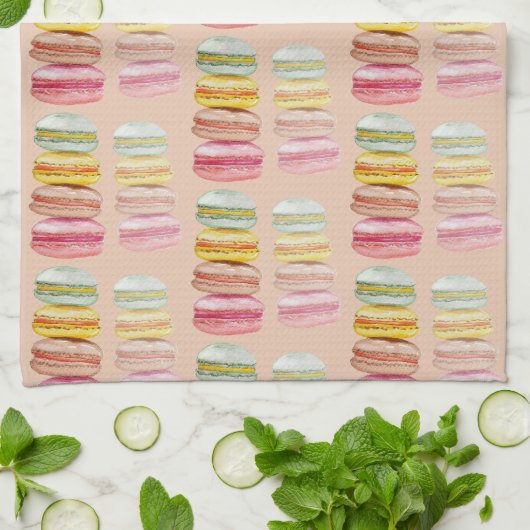 Französisch Macarons Wasserfarbe Handgemalt Geschirrtuch (Gefaltet)