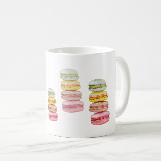 Französisch Macarons Wasserfarbe Handgemalt Kaffeetasse (VorderseiteRechts)