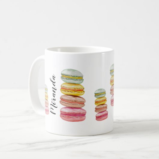 Französisch Macarons Wasserfarbe Handgemalt Kaffeetasse (Vorderseite Links)