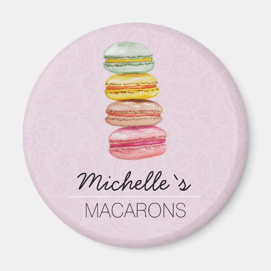 Französisch Macarons Wasserfarbe Handgemalt Magnet (Vorne)