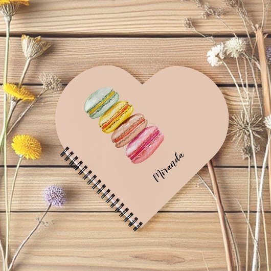 Französisch Macarons Wasserfarbe Handgemalt Notizblock