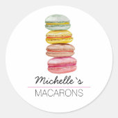 Französisch Macarons Wasserfarbe Handgemalt Runder Aufkleber (Vorderseite)