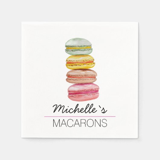 Französisch Macarons Wasserfarbe Handgemalt Serviette (Vorderseite)