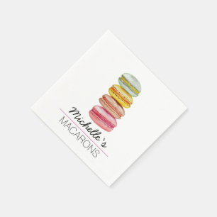 Französisch Macarons Wasserfarbe Handgemalt Serviette