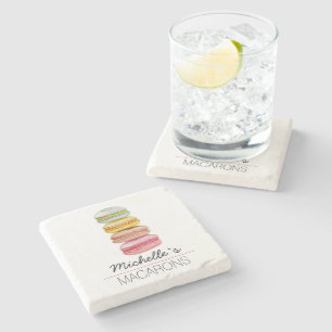 Französisch Macarons Wasserfarbe Handgemalt Steinuntersetzer