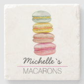 Französisch Macarons Wasserfarbe Handgemalt Steinuntersetzer (Vorderseite)