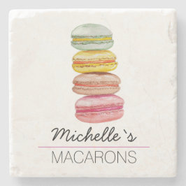 Französisch Macarons Wasserfarbe Handgemalt Steinuntersetzer