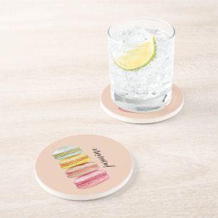 Französisch Macarons Wasserfarben Handgemalte Mono Getränkeuntersetzer