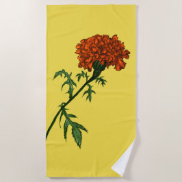 Französisch Marigold Blume Ink Zeichnend Strandtuch