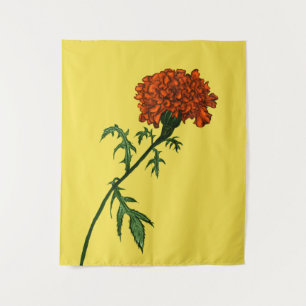 Französisch Marigold Blume Ink Zeichnend Wandteppich