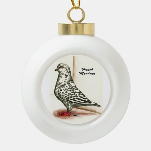 Französisch Mondain 1973 Keramik Kugel-Ornament (Vorderseite)