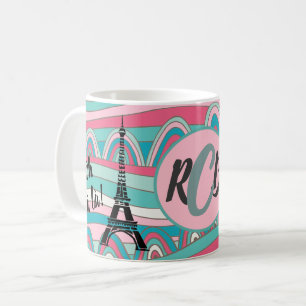 Französisch Oh la la! Paris Eiffel Tower Monogram Kaffeetasse
