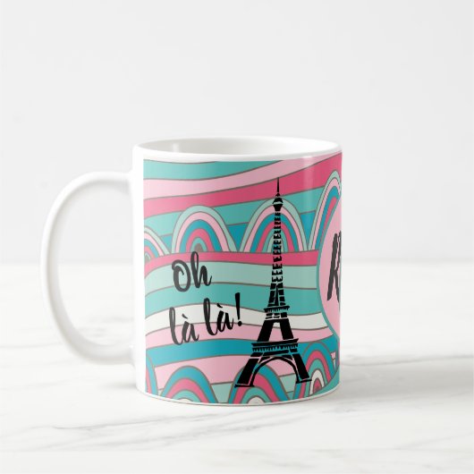 Französisch Oh la la! Paris Eiffel Tower Monogram Kaffeetasse (Links)