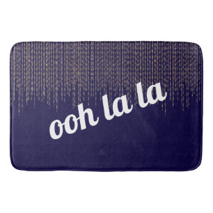 Französisch Ooh La Navy Blue Gold String Lights Badematte
