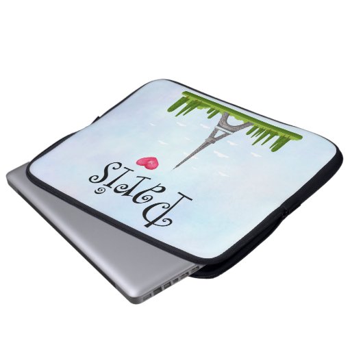 Französisch Paris mit Eiffelturm Laptopschutzhülle (Vorne Knopf)