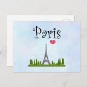 Französisch Paris mit Eiffelturm Postkarte (Vorne/Hinten)