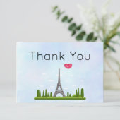 Französisch Paris mit Eiffelturm Vielen Dank Dankeskarte (Stehend Vorderseite)