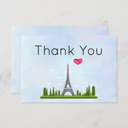 Französisch Paris mit Eiffelturm Vielen Dank Dankeskarte (Vorne/Hinten)