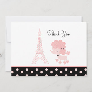 Französisch Paris Pink Poodle Flat Card Vielen Dan Mitteilungskarte