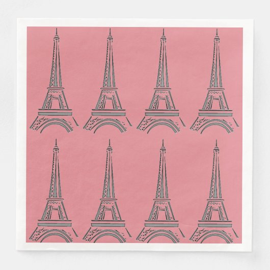 Französisch Paris Themenhotel Eiffelturm Napkins P Serviette (Vorderseite)