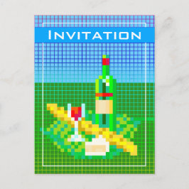 Französisch picknickpixel art 8-bit bunt lustig postkarte