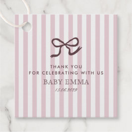 Französisch Pink Bow & Stripes Babydusche Liebesma Geschenkanhänger