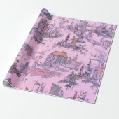 Französisch Pink Toile de Jouy Chinoiserie Dekoupa Geschenkpapier (Ungerollt)