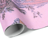 Französisch Pink Toile de Jouy Chinoiserie Dekoupa Geschenkpapier (Rolleneckpunkt)