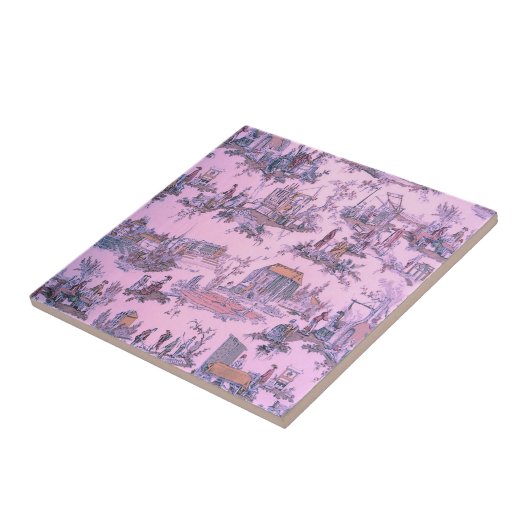 Französisch Pink Toile de Jouy Chinoiserie Stil Ru Fliese (Seite)