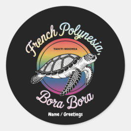 Französisch Polynesien Bora Moorea Tahiti Turtle Runder Aufkleber