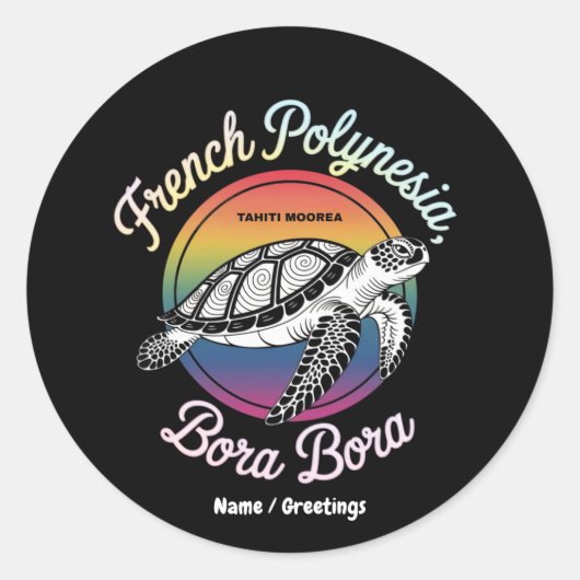 Französisch Polynesien Bora Moorea Tahiti Turtle Runder Aufkleber (Vorderseite)