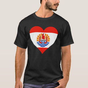 Französisch-Polynesien-Flagge Herz Französisch-Pol T-Shirt