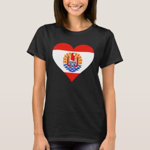 Französisch-Polynesien-Flagge Herz Französisch-Pol T-Shirt