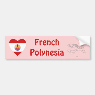 Französisch-Polynesien-Flagge Herz + Karte Aufkleb Autoaufkleber