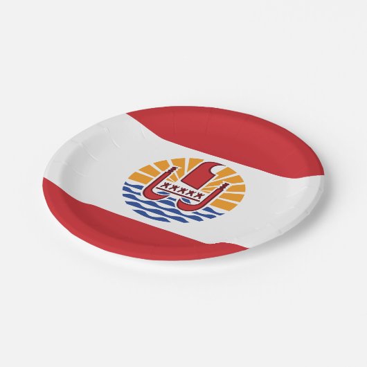 Französisch-Polynesien-Flagge Pappteller (Schrägansicht)