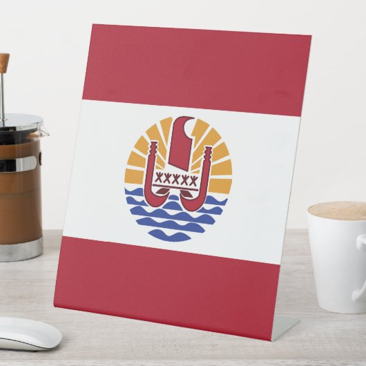 Französisch-Polynesien-Flagge Sockelschild (In Situ)