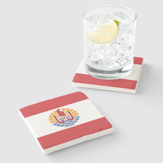 Französisch-Polynesien-Flagge Steinuntersetzer (Seitenansicht)