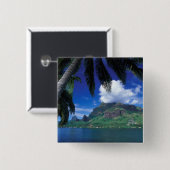 Französisch-Polynesien, Moorea. Cooks Bay.Grün Button (Vorne & Hinten)