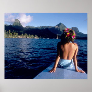 Französisch-Polynesien, Moorea. Frau genießt den B Poster