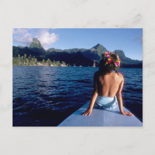 Französisch-Polynesien, Moorea. Frau genießt den B Postkarte